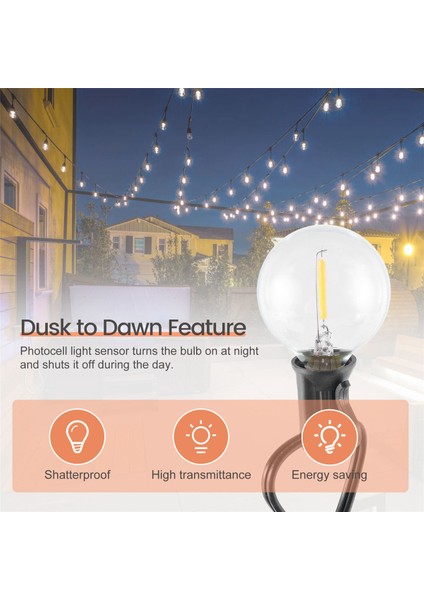 G40 Güneş Enerjili 18FT Açık Veranda Küre Dize Işıklar Bistro Yard Dekorasyonu 10 Ampuller (Yurt Dışından) fırsatları