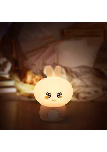 Tavşan Gece Lambası Silikon Sevimli Zamanlı Masa Lambası Ev Çocuk Gece Lambası Odası Dekor Dekoratif Armatürler-B (Yurt Dışından)