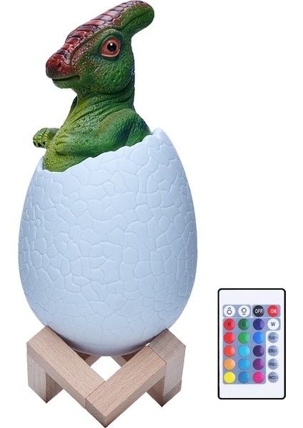 3D Baskılı Basın Sensörü LED Gece Lambası 16 Renk Dinozor Yumurta Başucu Lambası Uzaktan Kumanda Şarj Edilebilir Masa Lambası D (Yurt Dışından)