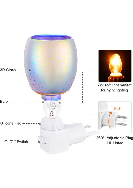 3D Cam Takılabilir Koku Isıtıcı Takılabilir Balmumu Eriyik Isıtıcı, Kokulu Balmumu Karelerini Veya Uçucu Yağları Isıtmak Için Abd Tak (Yurt Dışından) modelleri