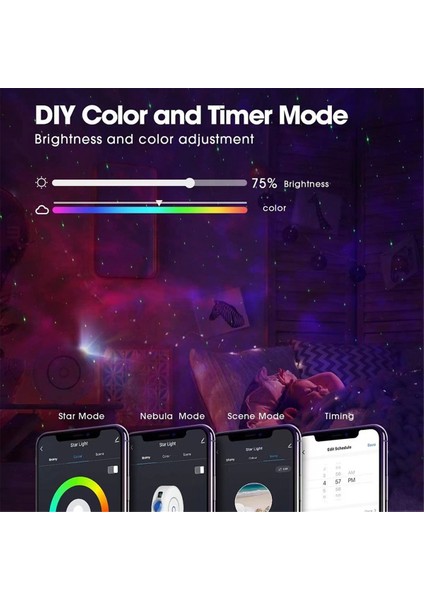 Tuya Wifi Akıllı Aurora Galaxy Yıldız Projektör Gece Lambası Alexa Ses Kontrolü App Kontrolü LED Işık Çocuk Bebek Hediye (Yurt Dışından) fırsatları