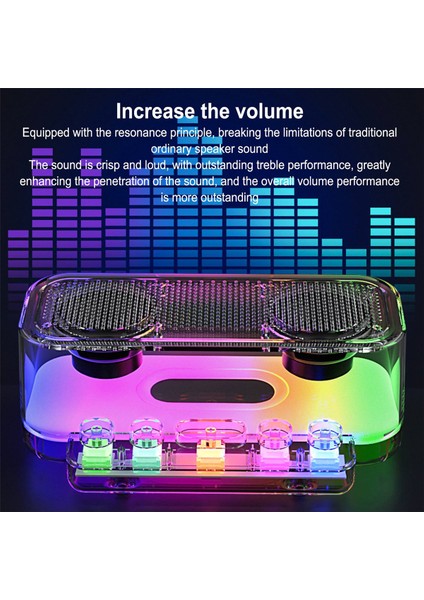 Rgb Bluetooth Hoparlör Ipx5 Su Geçirmez Tip C Mekanik Klavye Düğmesi ile Şarj Bluetooth Subwoofer Hoparlör (Yurt Dışından)
