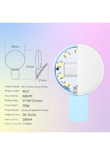 Cep Telefonu Doldurma Flaş Lens Işığı Lamba Klip Üç Durdurma Karartma Mini Dayanıklı Pratik 10 LED Selfie Halkası Güzellik, Beyaz (Yurt Dışından)