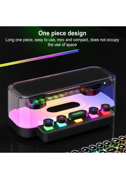 Rgb Bluetooth Hoparlör Ipx5 Su Geçirmez Tip C Mekanik Klavye Düğmesi ile Şarj Bluetooth Subwoofer Hoparlör (Yurt Dışından)
