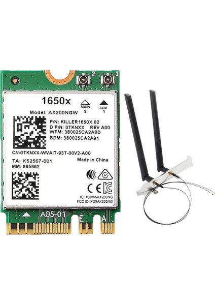 1650X Wifi Kartı + 8db Anten Kiti AX200NGW 3000 Mbps 2.4g 5g Wifi 6 + Bt 5.1 WIN11 Için Gigabit Kablosuz Kart (Yurt Dışından)