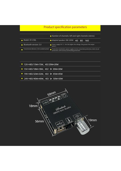 Ses Stereo Bluetooth Dijital Güç Amplifikatörü Kurulu 50 W Çift Kanal 360 Derece Ev Sineması Için Kademesiz Ayarlama (Yurt Dışından)