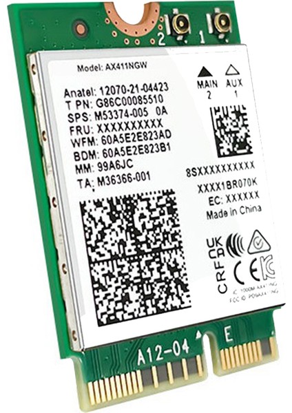 AX411 Wifi Kartı + Anten Wifi 6e Cnvio2 Bt 5.3 -Band Dizüstü Bilgisayar/pc WIN10/11-64BIT Için 5374MBPS Ağ Adaptörü (Yurt Dışından)