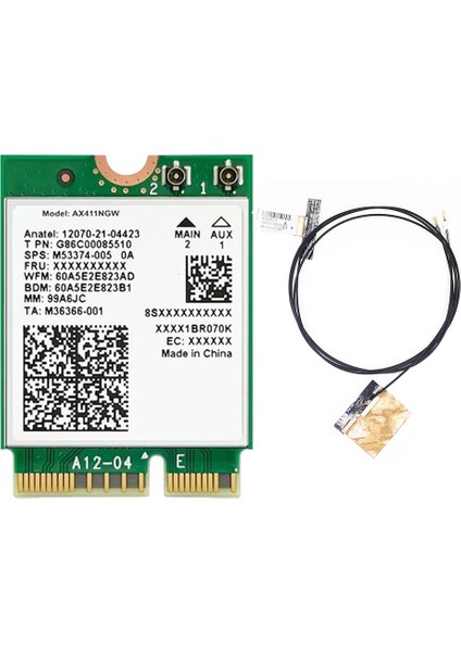 AX411 Wifi Kartı + Anten Wifi 6e Cnvio2 Bt 5.3 -Band Dizüstü Bilgisayar/pc WIN10/11-64BIT Için 5374MBPS Ağ Adaptörü (Yurt Dışından)
