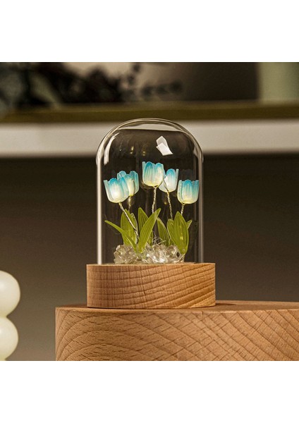 Lale Gece Lambası El Yapımı Dıy Malzeme Lale Kız Oturma Odası Gece Lambası Masaüstü Işığı Romantik Ortam Lambası-Mavi (Yurt Dışından) fiyatları