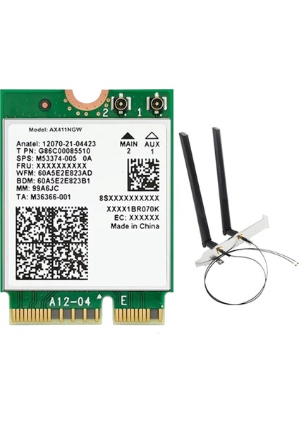 AX411 Wifi Kartı + 2X8DB Anten Wifi 6e Cnvio2 Bt 5.3 -Band 5374MBPS Modülü Dizüstü Bilgisayar/pc WIN10/11-64BIT Için (Yurt Dışından)