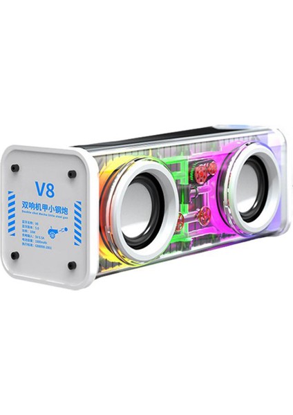 Şeffaf Bluetooth Hoparlörler Rgb Işık Kablosuz Açık Hava Sporları Bluetooth Ses Tws Subwoofer Hoparlör-Beyaz (Yurt Dışından)
