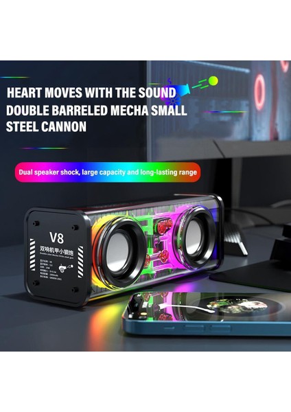 Şeffaf Bluetooth Hoparlörler Rgb Işık Kablosuz Açık Hava Sporları Bluetooth Ses Tws Subwoofer Hoparlör-Beyaz (Yurt Dışından)