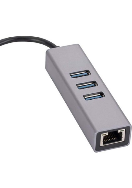 Alüminyum Alaşımlı USB Gigabit Ağ Kartı 3 Bağlantı Noktalı 3.0 Hub USB - RJ45 Gigabit Ağ Kartı Ethernet Adaptörü (Yurt Dışından)