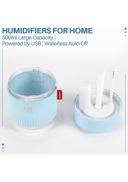 Nemlendirici 500ML Serin Sisli Nemlendirici Hava Nemlendirici Gece Işığı ile Ultrasonik Sessiz Nemlendirici, USB Şarj Mavi (Yurt Dışından) indirimleri