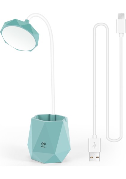 LED Masa Lambası, Göz Bakımı Işık Basın Kontrolü 3 Seviye Dimmer Ofis Için Kalem Tutucu ile USB Taşınabilir Şarj Portu (Yurt Dışından)
