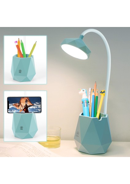 LED Masa Lambası, Göz Bakımı Işık Basın Kontrolü 3 Seviye Dimmer Ofis Için Kalem Tutucu ile USB Taşınabilir Şarj Portu (Yurt Dışından)