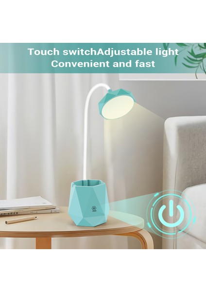 LED Masa Lambası, Göz Bakımı Işık Basın Kontrolü 3 Seviye Dimmer Ofis Için Kalem Tutucu ile USB Taşınabilir Şarj Portu (Yurt Dışından)