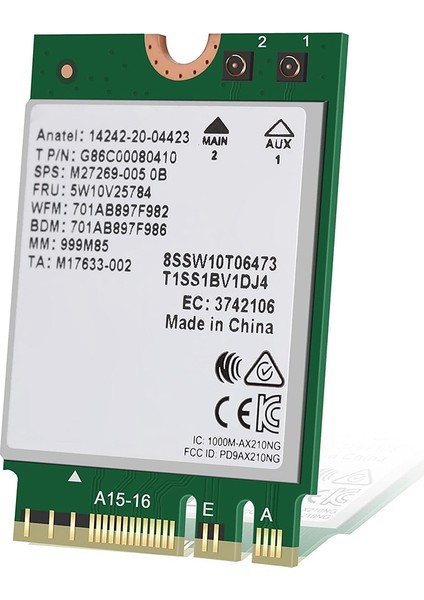 AX210 802.11AX Bluetooth 5.2 Kablosuz Bant Wi-Fi/bluetooth Combo Adaptör Dizüstü Ağ Kartı Için WIN10 11 (Yurt Dışından)