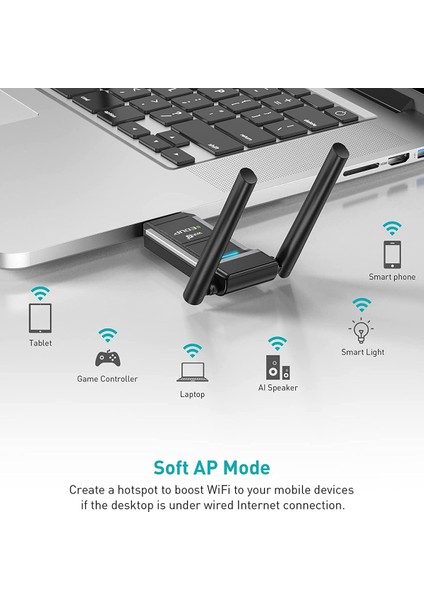 AX1800M USB Wıfı 6 Adaptörü 802.11AX For Pc, USB 3.0 Wifi Dongle 5 Ghz/2,4 Ghz Yüksek Kazançlı Kablosuz Ağ Adaptörü (Yurt Dışından)