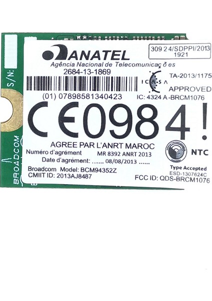 Çift Bantlı Kablosuz BCM94352Z Wıfı Kartı Ngff M.2 1200 Mbps Bluetooth4.0 Ngff 802.11AC Wlan Adaptörü DW1560 (Yurt Dışından)