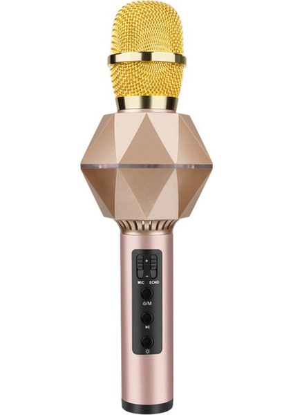 Kablosuz Bluetooth Mikrofon Taşınabilir Kondenser Mikrofon Karaoke Mikrofon Dazzle Renk El Stereo Mikrofon Altın (Yurt Dışından)