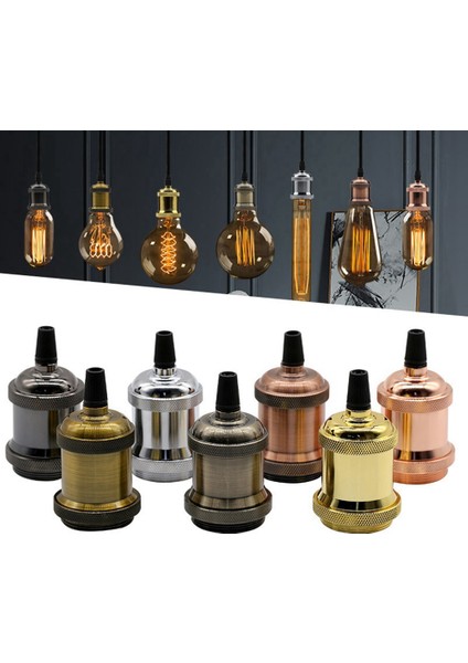 Vintage Lamba Tabanı Lamba Kafası Renkli Işık Alüminyum Işık Soketi E27 Vida Ampul Tabanı Yatak Odası Retro Parçaları Lamba Tutucu F (Yurt Dışından) indirimleri