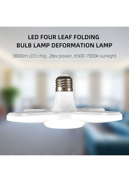 1 Adet E27 LED Lamba LED Ampul 28W LED Işık Ampul Ac 85-265V Katlanabilir Vantilatör Pervanesi Işıkları Aydınlatma Oturma Odası Için Garaj Işığı (Yurt Dışından)