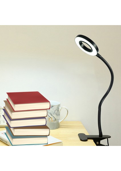 USB Küçük Masa Lambası LED Halka Göz Koruması Okuma Lambası Hortum Kelepçesi ile Dokunmatik-Promise Karartma Masaüstü Gece Lambası (Yurt Dışından)