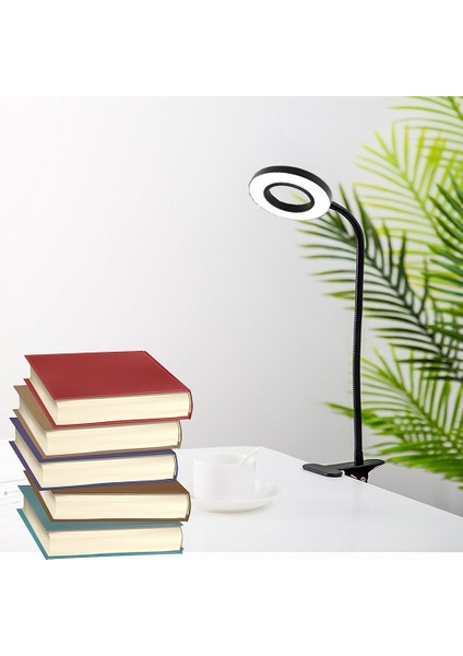 USB Küçük Masa Lambası LED Halka Göz Koruması Okuma Lambası Hortum Kelepçesi ile Dokunmatik-Promise Karartma Masaüstü Gece Lambası (Yurt Dışından)