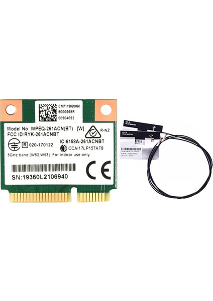QCA6174 WPEQ-261ACN(BT) Wıfı Kartı + 2xantenna 802.11AC 867M QCA6174 Bluetooth 4.2 Wıfı 5 Mini Pcıe Kartı (Yurt Dışından)