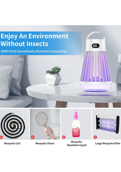 Elektrikli Sivrisinek Lambası USB Şarj Bug Zapper Yatak Odası Dış Mekan Için Ikisi Bir Arada Taşınabilir Sivrisinekler (Yurt Dışından)