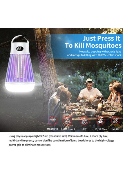 Elektrikli Sivrisinek Lambası USB Şarj Bug Zapper Yatak Odası Dış Mekan Için Ikisi Bir Arada Taşınabilir Sivrisinekler (Yurt Dışından)