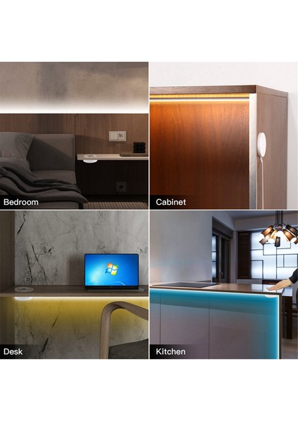 Sensör LED Kabine Mutfak Işık Otomatik Anahtar Su Geçirmez Dolap Dolabı Dıy Işık Şeridi 2 M -Ab Tak (Yurt Dışından)