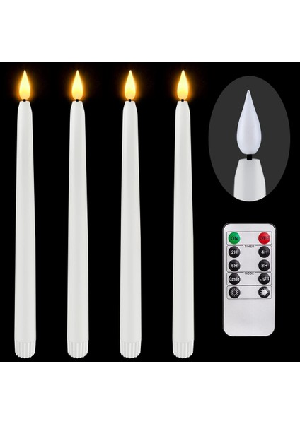 4 Adet Uzaktan Alevsiz Şamdanlar, Zamanlayıcıyla Çalışan LED Konik Mumlar Cadılar Bayramı Için, Düğün Dekorasyon Beyaz (Yurt Dışından) fiyatları