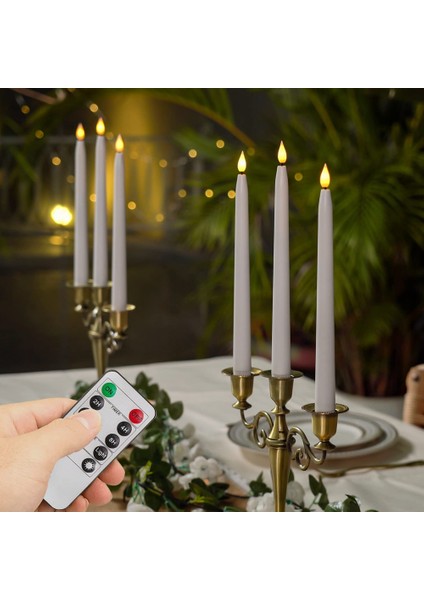 4 Adet Uzaktan Alevsiz Şamdanlar, Zamanlayıcıyla Çalışan LED Konik Mumlar Cadılar Bayramı Için, Düğün Dekorasyon Beyaz (Yurt Dışından) modelleri