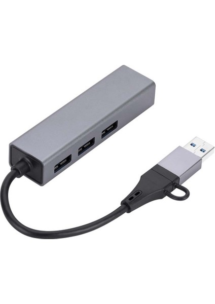 Alüminyum Gigabit Ağ Kartı 1000 Mbps 3 Bağlantı Noktalı 3.0 Hub 2'si 1 Arada Kablo Usb-C - RJ45 Sürücüsüz Ağ Kartı (Yurt Dışından) modelleri