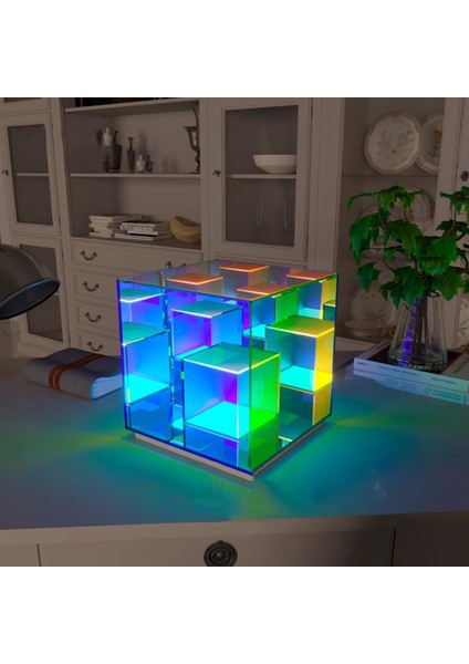 LED Akrilik Kare 3D Dekoratif Gece Lambası Restoran Cafe Dekoratif Için Renkli Yatak Odası Başucu Atmosfer Işıkları (Yurt Dışından) fiyatları