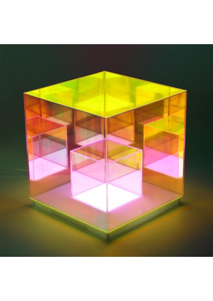 LED Akrilik Kare 3D Dekoratif Gece Lambası Restoran Cafe Dekoratif Için Renkli Yatak Odası Başucu Atmosfer Işıkları (Yurt Dışından) fırsatları