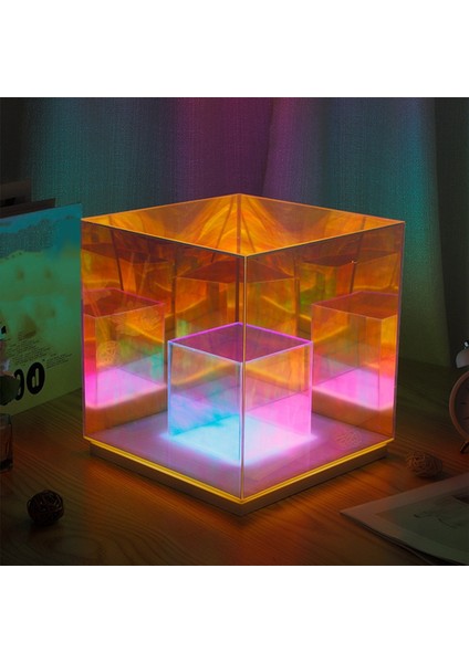 LED Akrilik Kare 3D Dekoratif Gece Lambası Restoran Cafe Dekoratif Için Renkli Yatak Odası Başucu Atmosfer Işıkları (Yurt Dışından) indirimleri