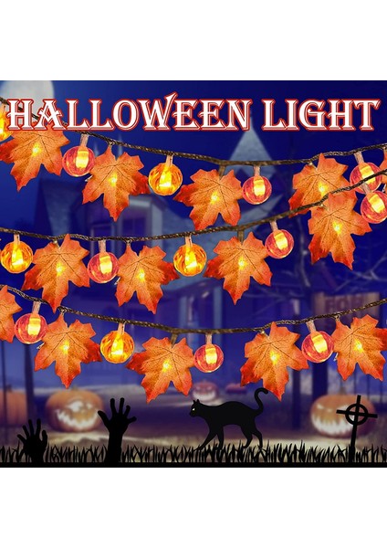 Cadılar Bayramı Süslemeleri Sving Dekor Kabak Dekorasyonu Cadılar Bayramı Işıkları, 40 LED Işıklı Çelenk Çelenk (Yurt Dışından) indirimleri