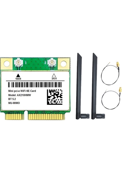 AX210HMW Wifi Kartı + 2xantenna Wifi 6e Mini Pcı-E AX210 802.11AX/AC 2.4g/5g/6ghz Bt5.2 Dizüstü Bilgisayar Için Kablosuz Adaptör (Yurt Dışından)