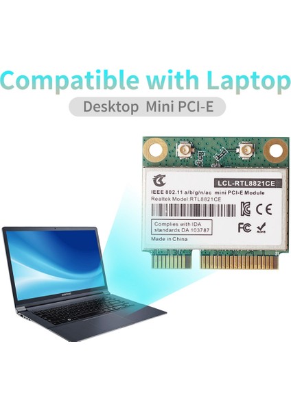 RTL8821CE 802.11AC Bluetooth 4.2 433 Mbps 2.4 Ghz/5 Ghz Çift Bant Mini Pcıe Wifi Kart RTL8821 Desteği Dizüstü Bilgisayar/pc (Yurt Dışından)
