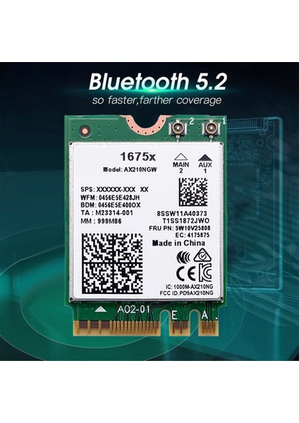 1675X Wifi Kartı + 8db Anten Kiti AX210NGW AX1675X Wi-Fi 6e 2.4g 5g 6g 5374 Mbps Bt 5.2 M.2 Ngff Wifi Adaptörü (Yurt Dışından)