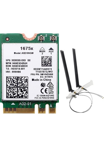 1675X Wifi Kartı + 8db Anten Kiti AX210NGW AX1675X Wi-Fi 6e 2.4g 5g 6g 5374 Mbps Bt 5.2 M.2 Ngff Wifi Adaptörü (Yurt Dışından)