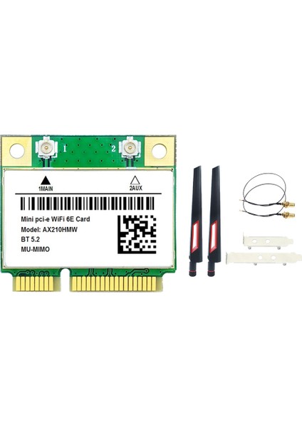 AX210HMW Wifi Kartı + Anten Seti Wifi 6e Mini Pcı-E AX210 802.11AX/AC 2.4g/5g/6ghz Bt5.2 Dizüstü Bilgisayar Için Kablosuz Adaptör (Yurt Dışından)