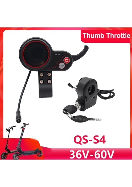 Qs-S4 36V-60V Başparmak Gaz LCD Ekran + Ateşleme Kilit Anahtarı Sıfır 8 9 10 8x 10X Elektrikli Scooter 6pın Ekran (Yurt Dışından)