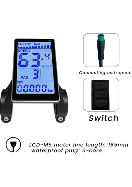 Elektrikli Bisiklet LCD Metre 5 Pin 24V 36V 48V 60V Evrensel Elektrikli Scooter M5 LCD Panel Ekran Su Geçirmez Konnektör (Yurt Dışından)