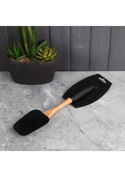 Silikon Bambu Saplı Perotti Siyah Spatula