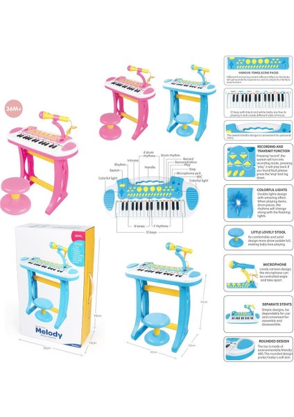 BAO-3132C 24 Tuşlu Mini Piano Mp3 -Vardem