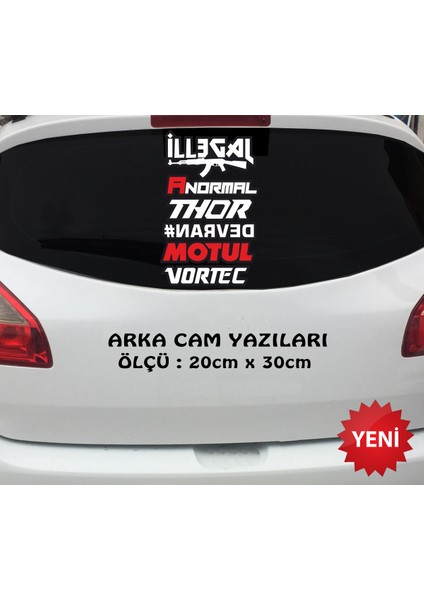 Aormal Devran Türkçe Araba Oto Yazıları Cam Uyumlu Set
